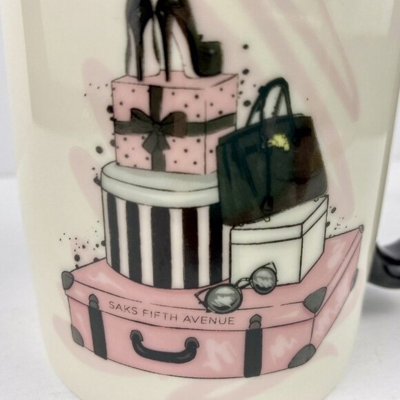 Saks Fifth Avenue New York Coffee Mug, Pink Black, Travel Essentials Cup - Picture 2 of 11